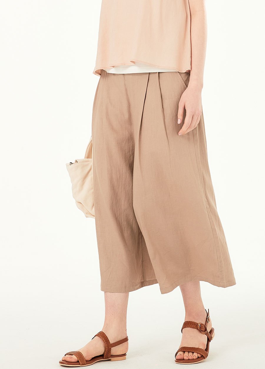 混麻垂墜孕婦寬褲