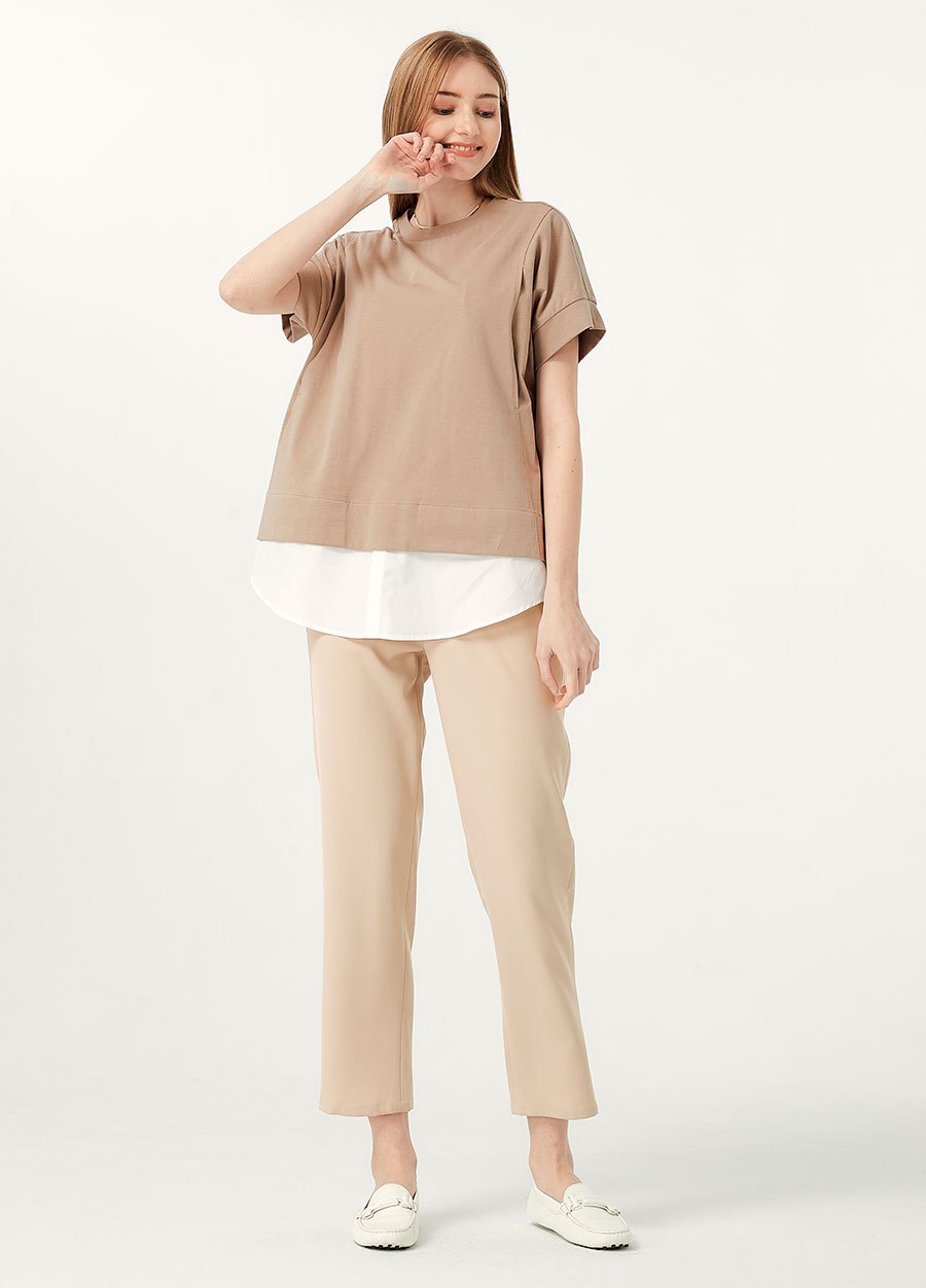 彈性修身九分上班孕婦褲