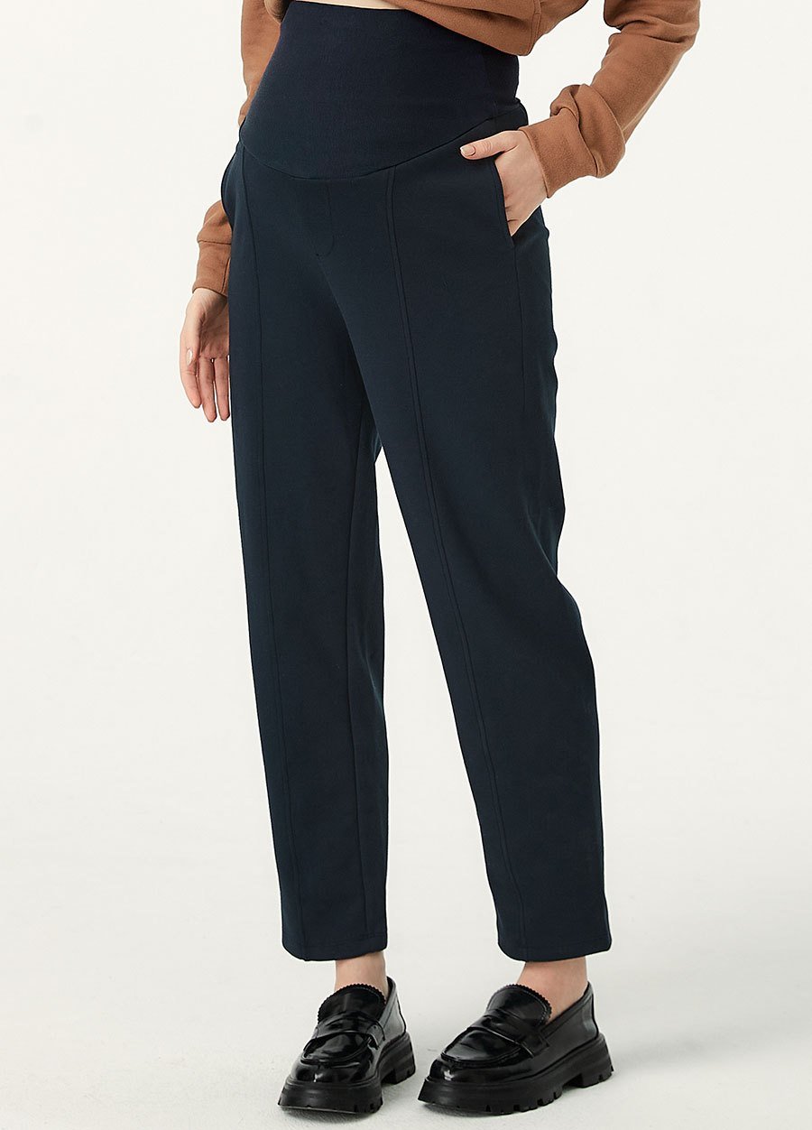 彈力壓線上班孕婦褲