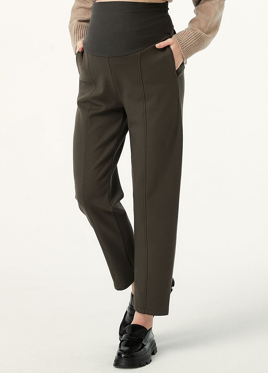 彈力壓線上班孕婦褲