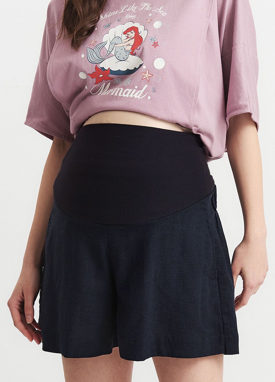 涼感麻料孕婦短褲