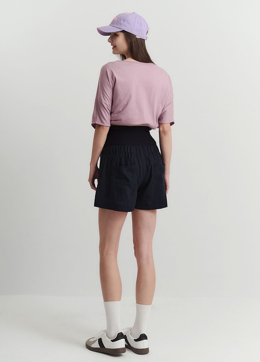 涼感麻料孕婦短褲