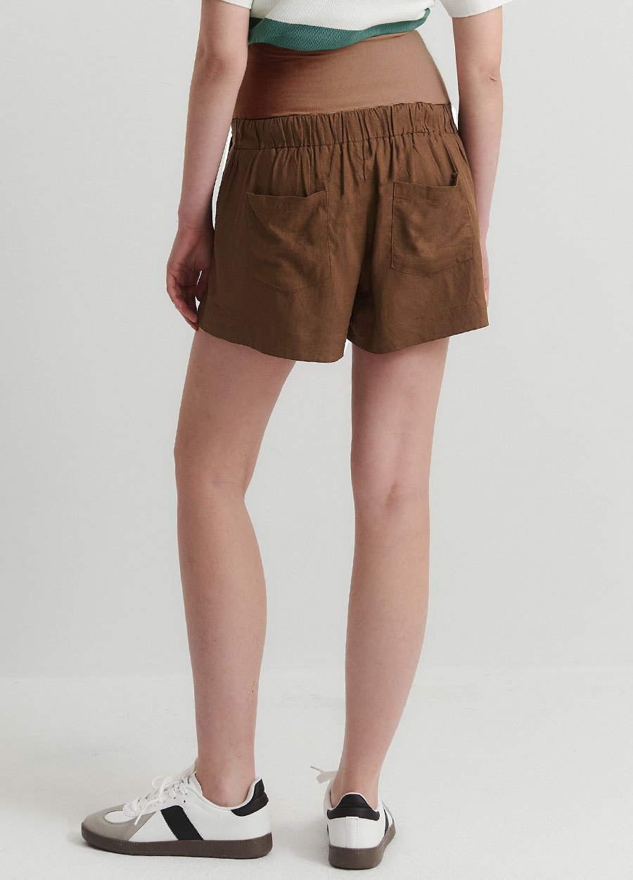 涼感麻料孕婦短褲