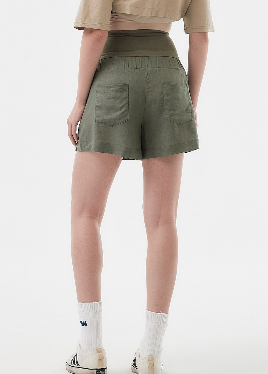 涼感麻料孕婦短褲