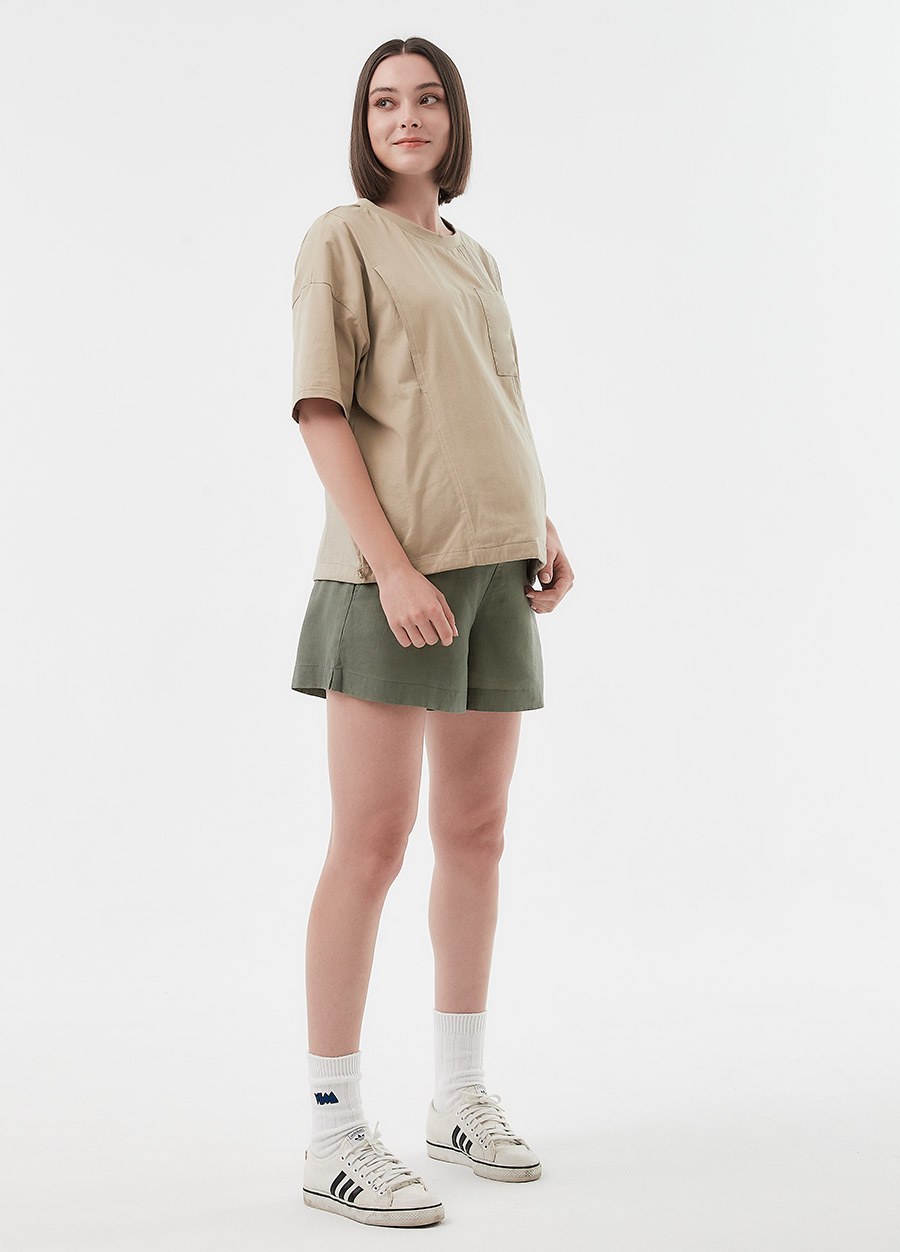 涼感麻料孕婦短褲