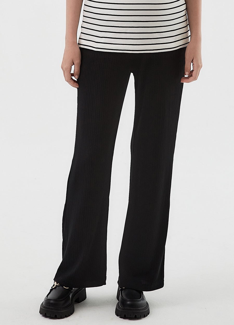  垂墜細褶直筒孕婦寬褲