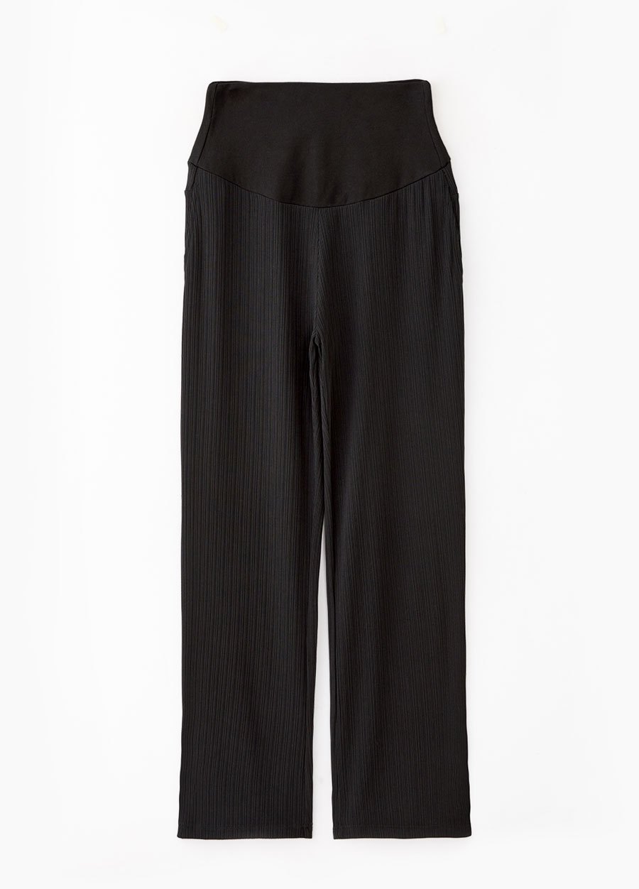  垂墜細褶直筒孕婦寬褲