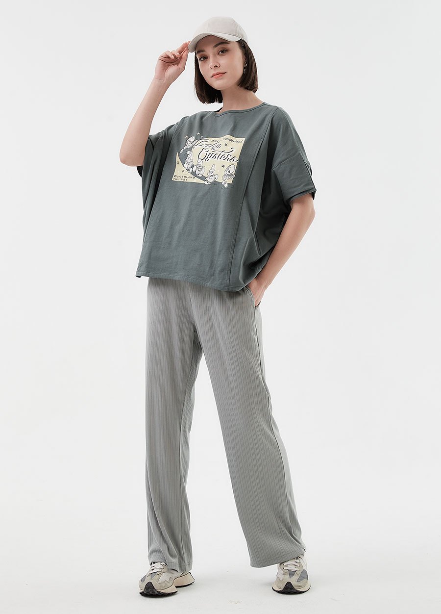  垂墜細褶直筒孕婦寬褲