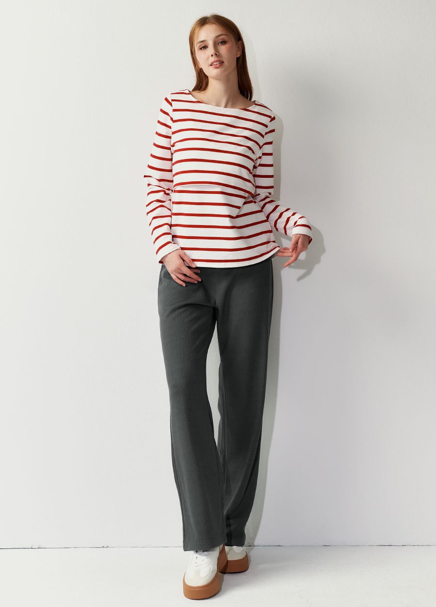 針織直筒孕婦寬褲