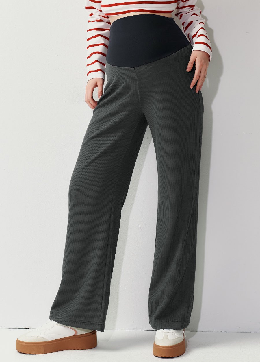 針織直筒孕婦寬褲