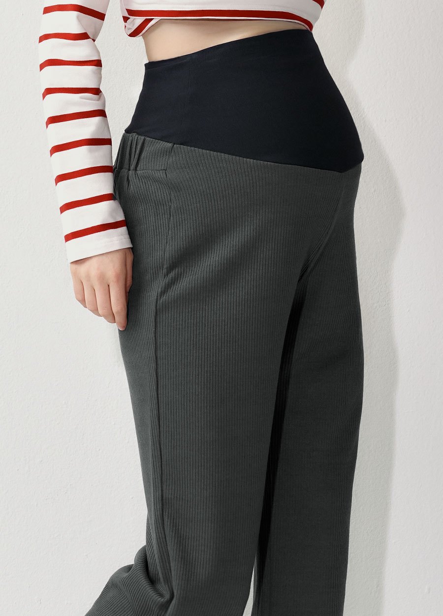 針織直筒孕婦寬褲