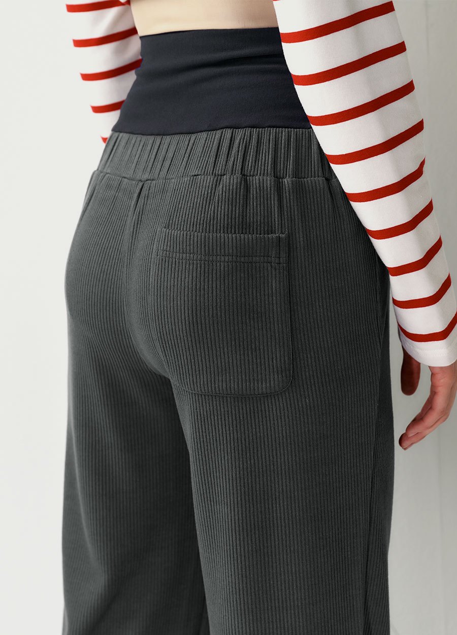 針織直筒孕婦寬褲