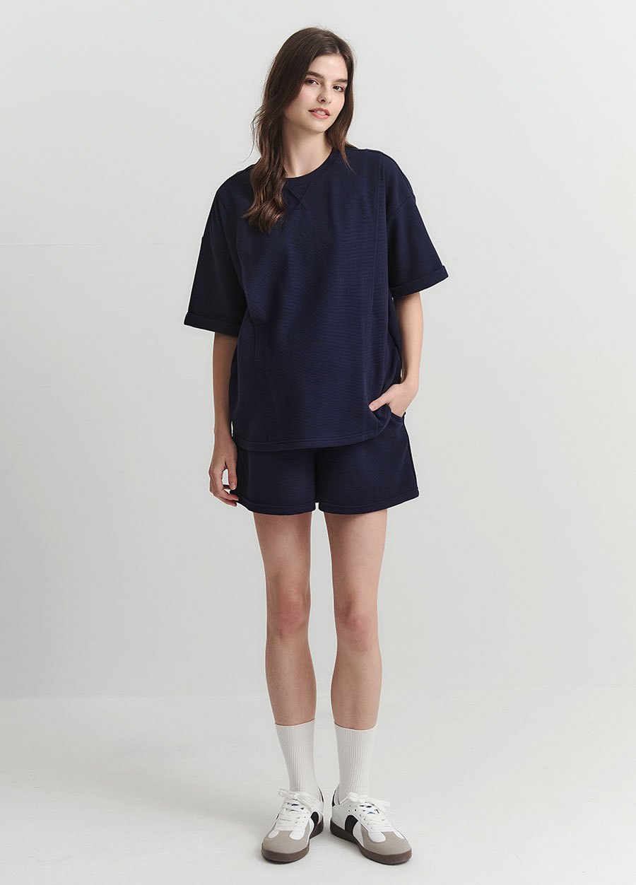 華夫格休閒孕婦短褲