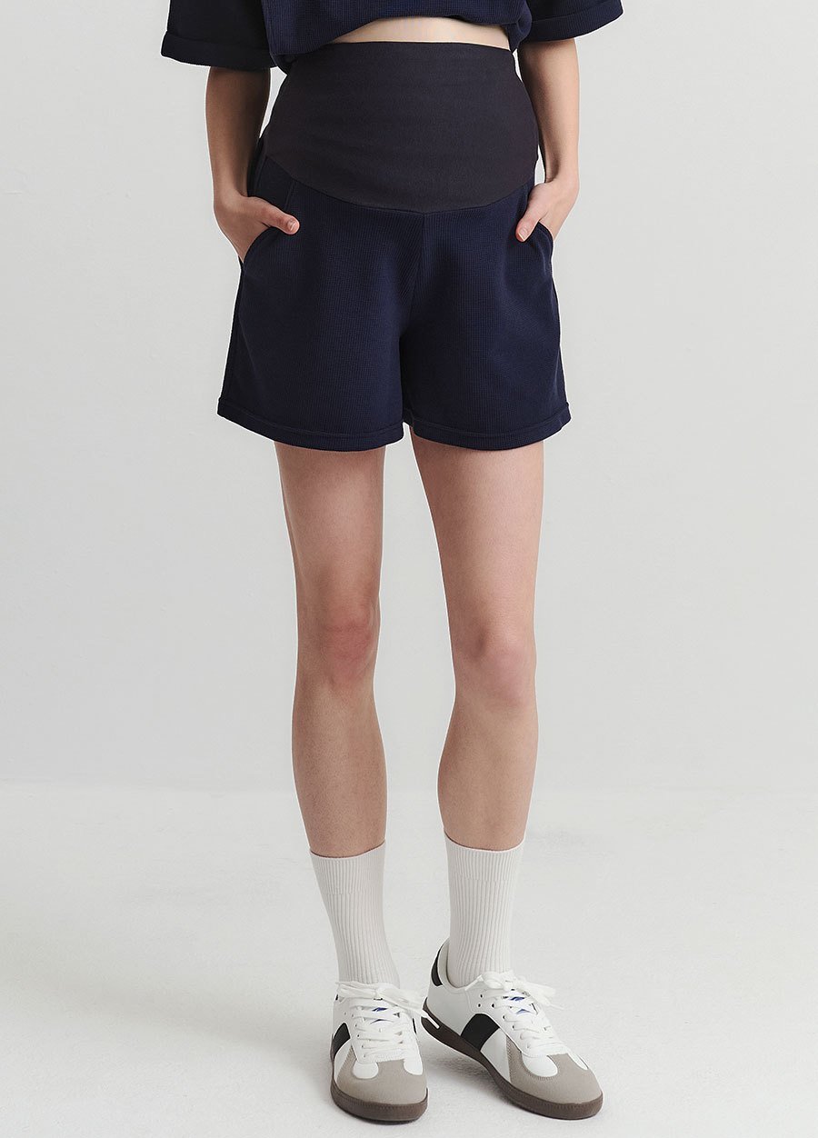 華夫格休閒孕婦短褲