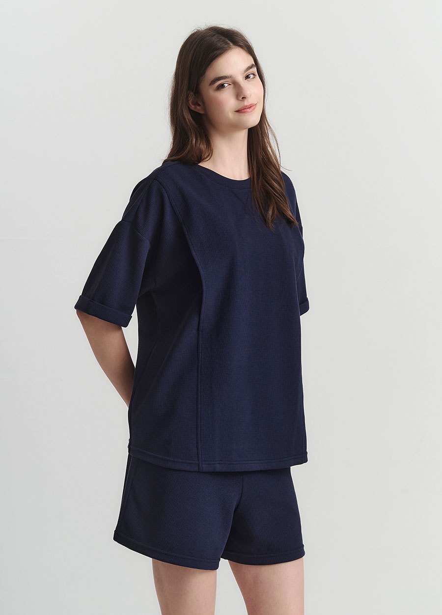 華夫格休閒孕婦短褲