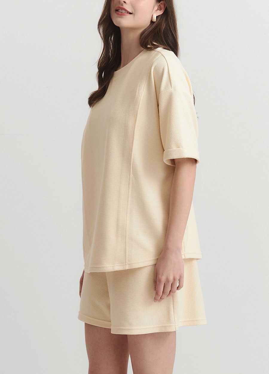 華夫格休閒孕婦短褲