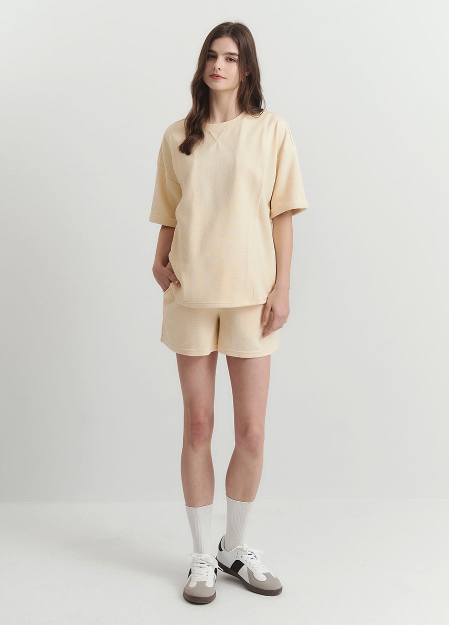 華夫格休閒孕婦短褲