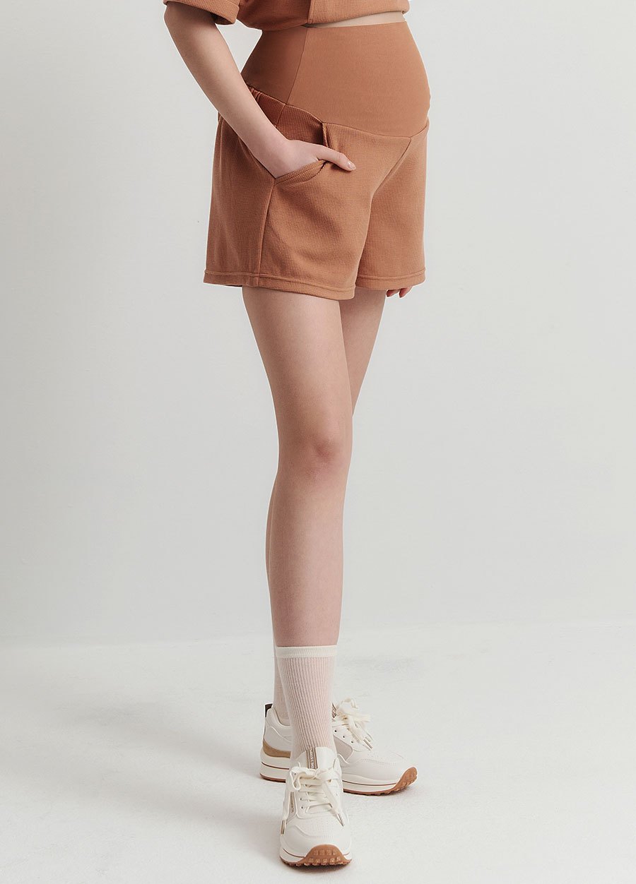 華夫格休閒孕婦短褲