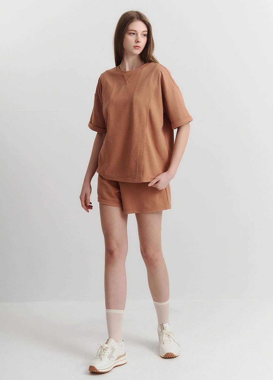 華夫格休閒孕婦短褲