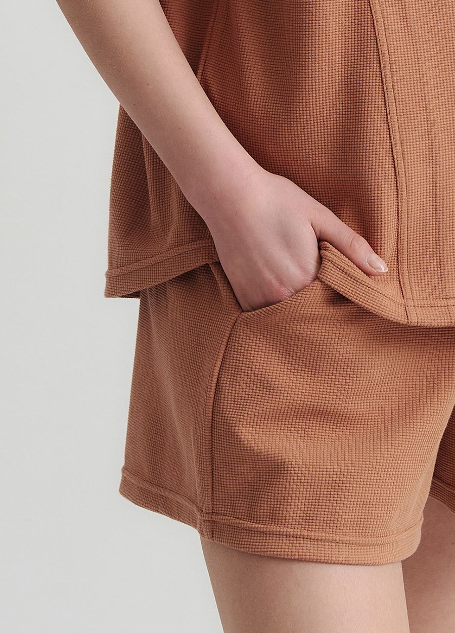 華夫格休閒孕婦短褲