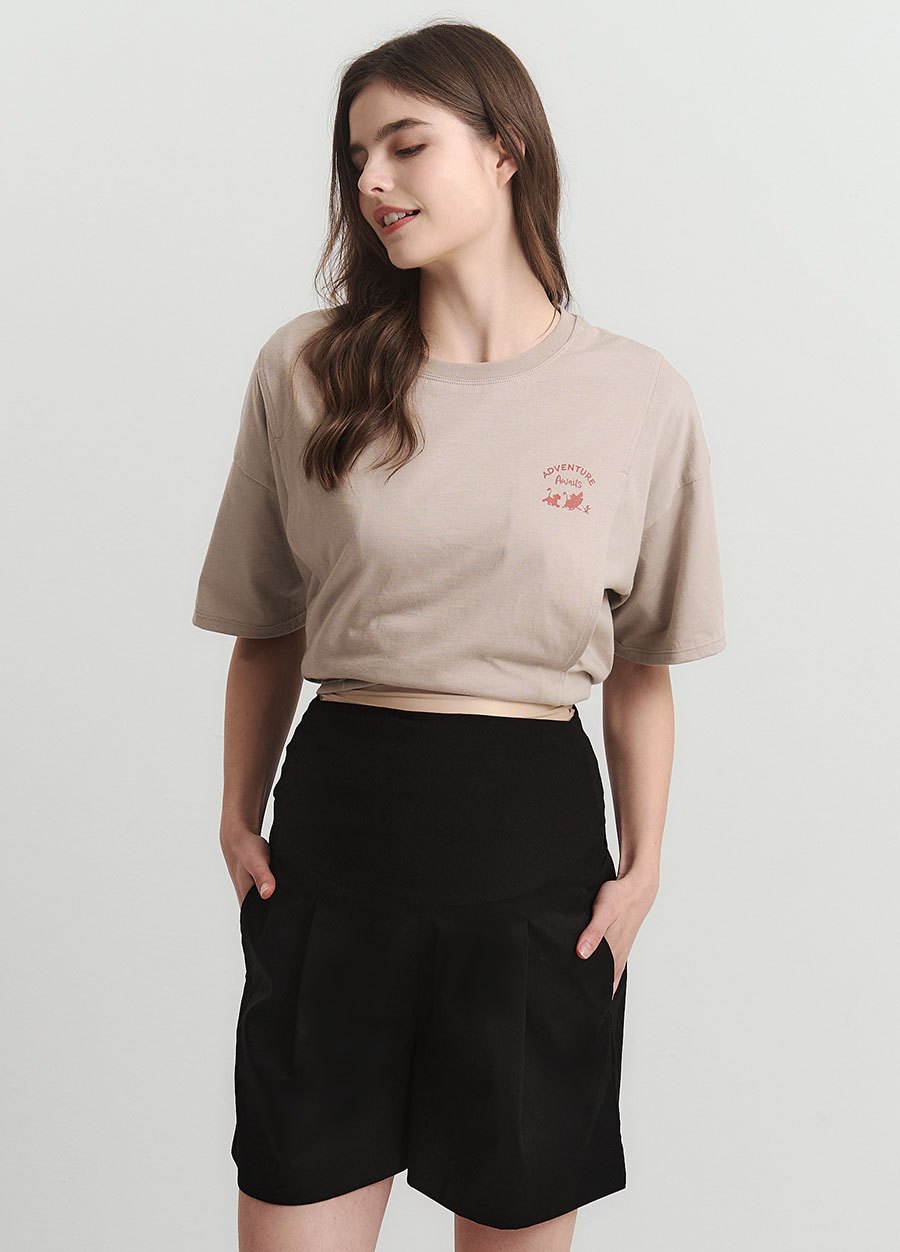 簡約打摺西裝孕婦短褲