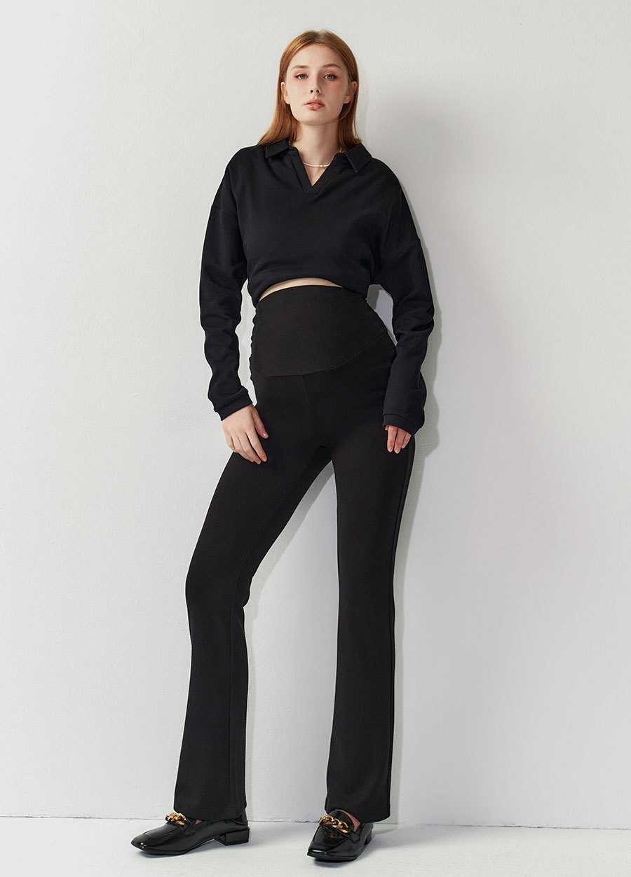 彈力喇叭緊身孕婦褲