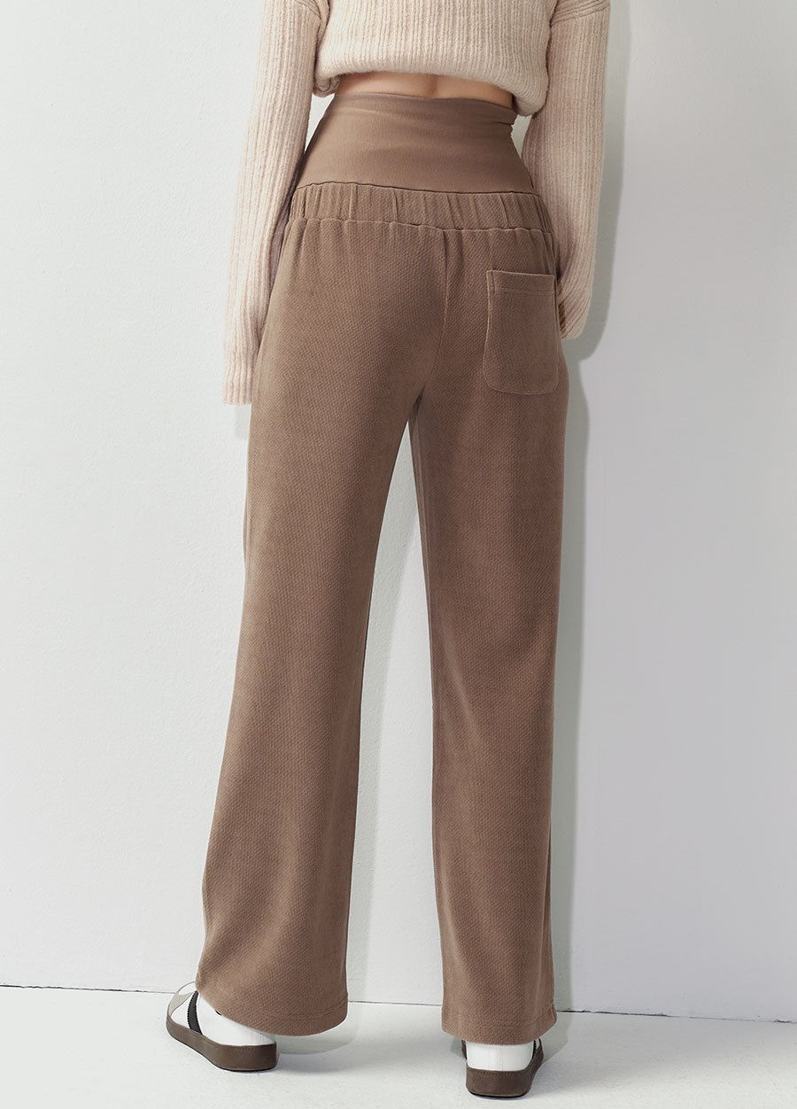 薄燈芯絨直筒孕婦寬褲