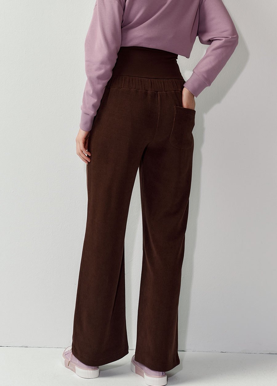 薄燈芯絨直筒孕婦寬褲