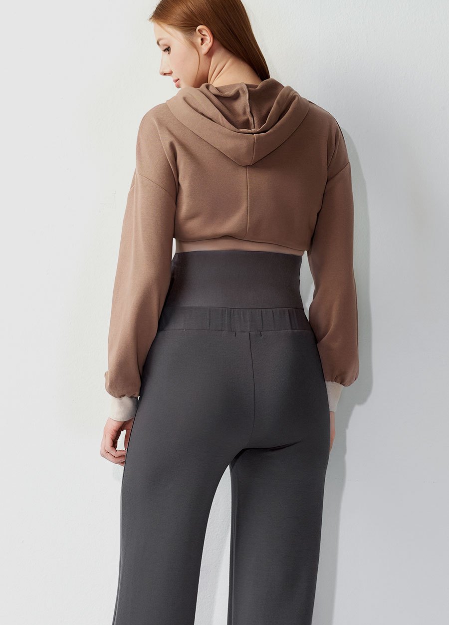 彈性開岔直筒孕婦寬褲