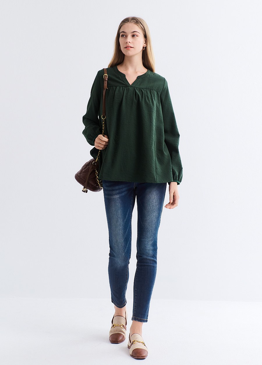 刷白窄管牛仔孕婦褲