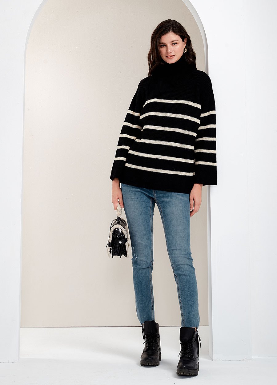 不對稱割破窄管牛仔孕婦褲