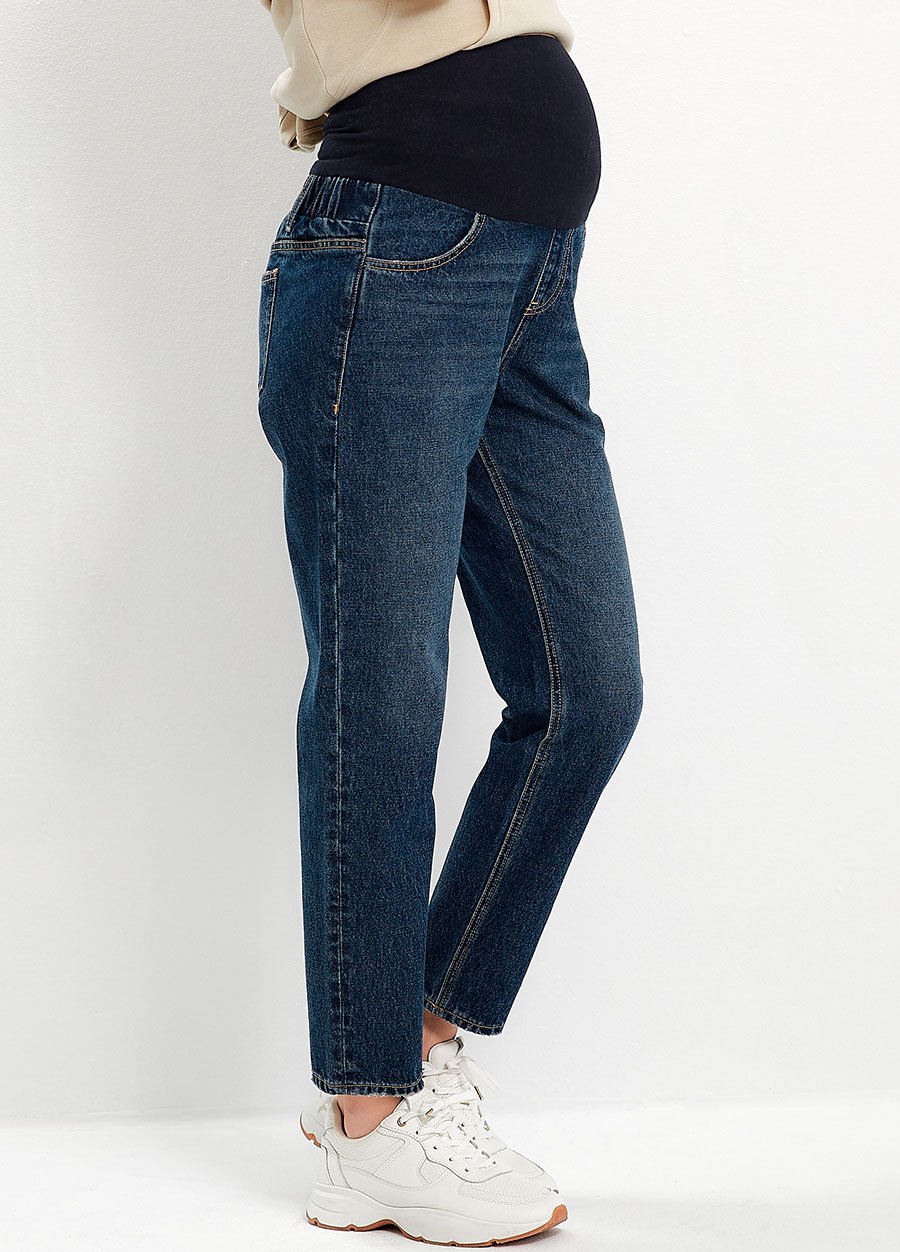 水洗錐形牛仔孕婦褲