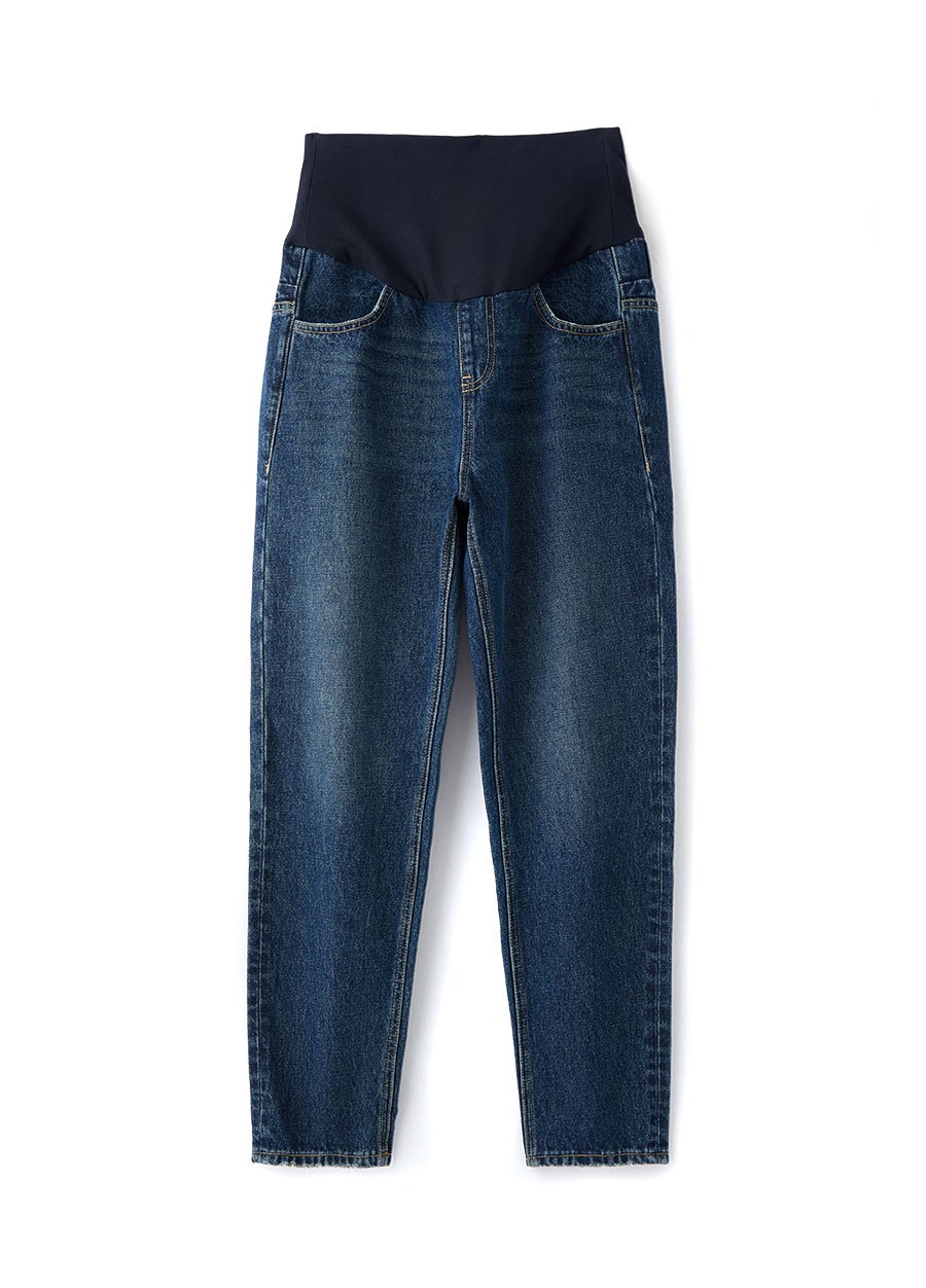 水洗錐形牛仔孕婦褲