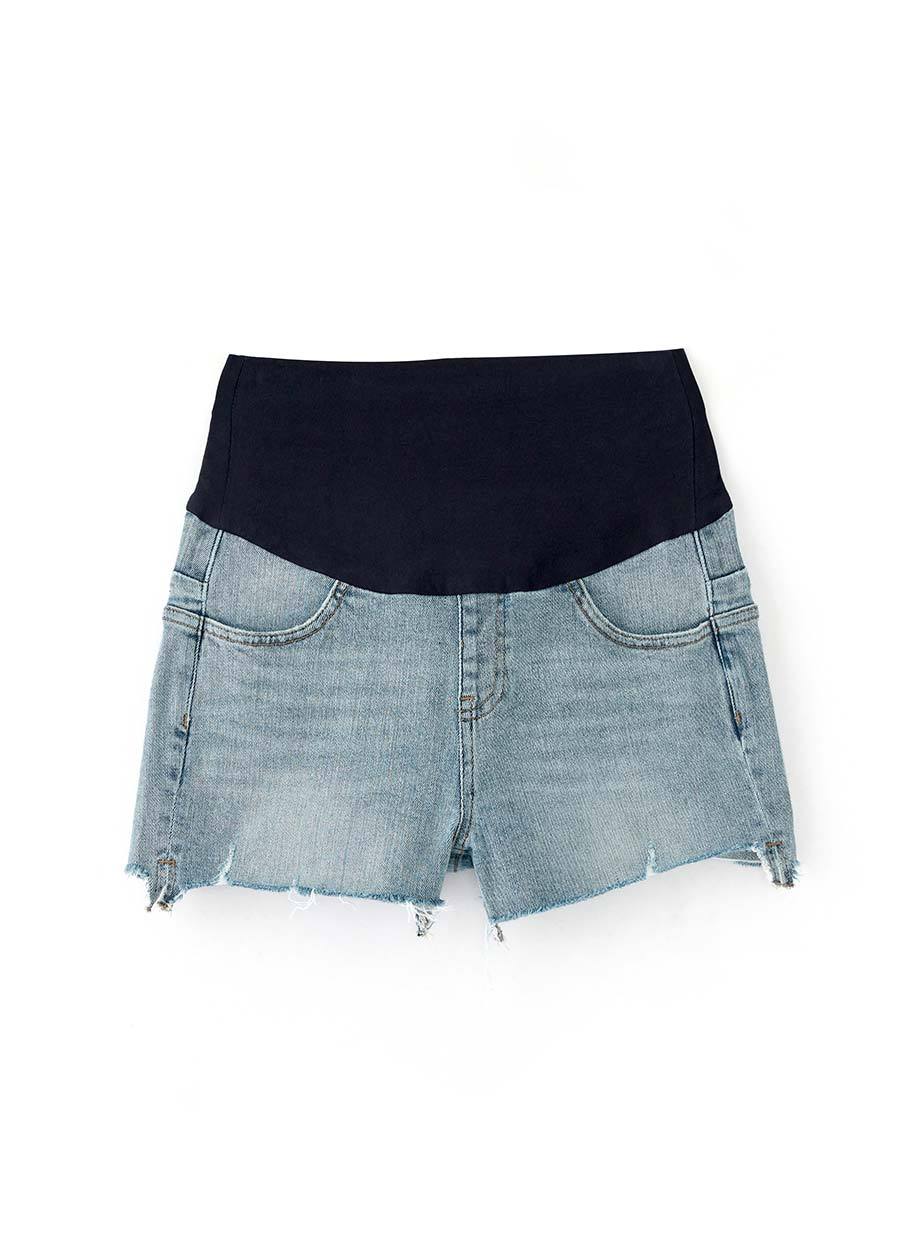 開岔抽鬚牛仔孕婦短褲