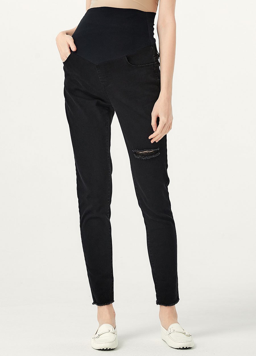 顯瘦割破牛仔孕婦褲