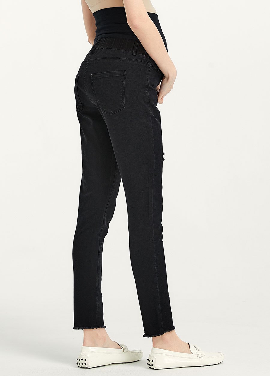 顯瘦割破牛仔孕婦褲