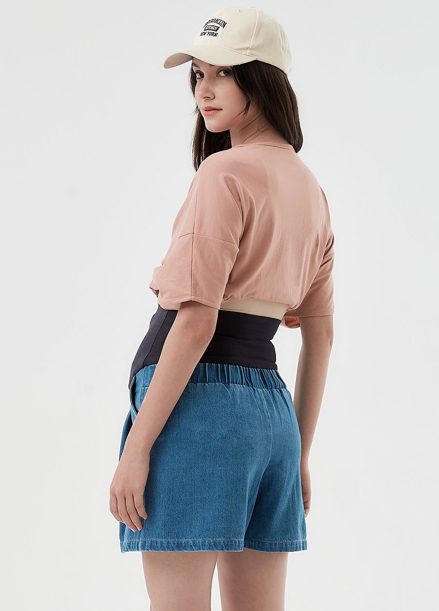 打摺A字牛仔孕婦短褲