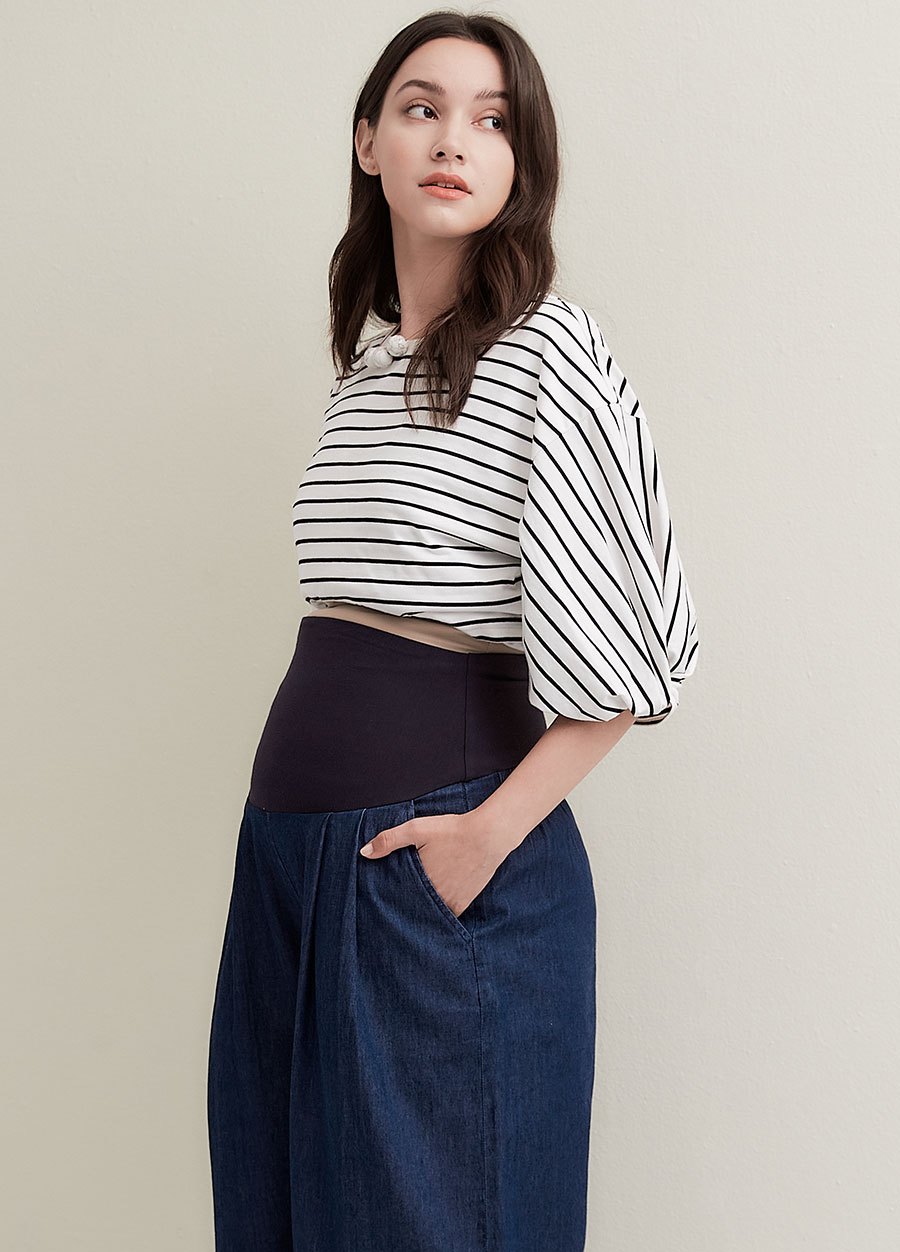 涼爽牛仔孕婦寬褲