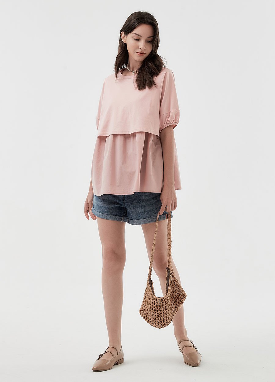 反摺牛仔孕婦短褲