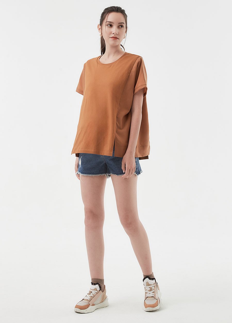 雪花抽鬚牛仔孕婦短褲