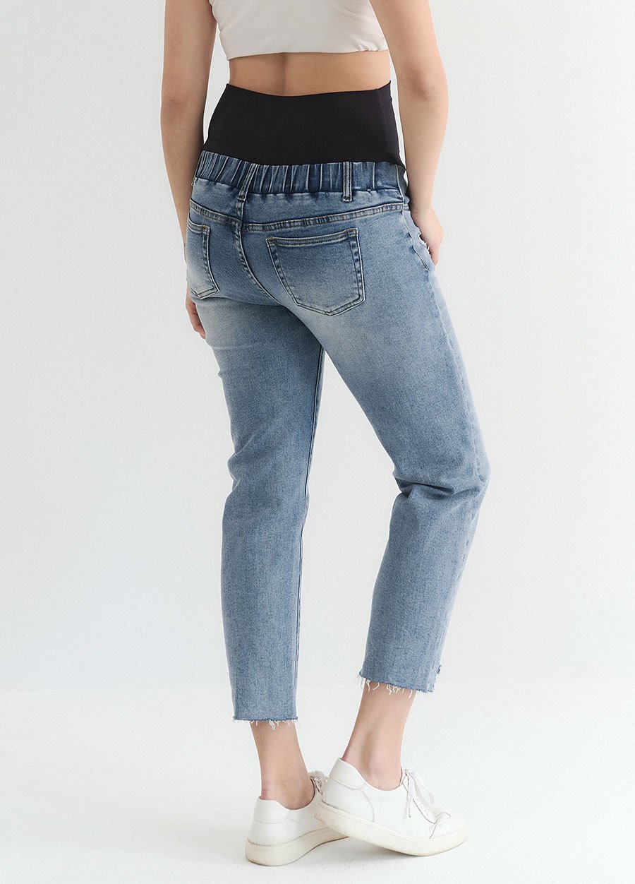 修身男友牛仔孕婦褲