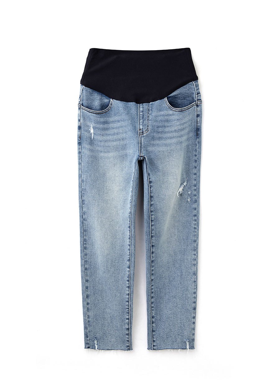 修身男友牛仔孕婦褲