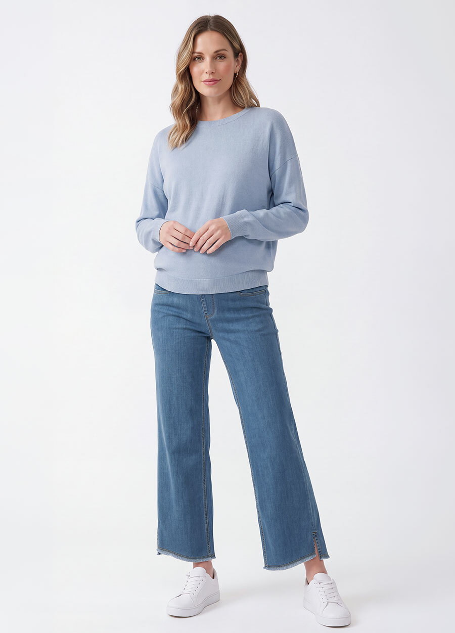 撞色九分牛仔孕婦寬褲