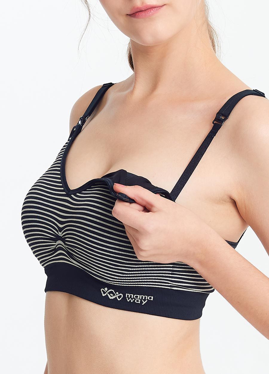 輕量美型條紋哺乳內衣 (固定罩杯)
