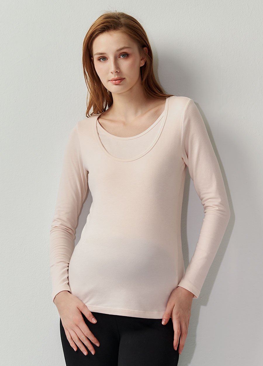 圓領保暖孕哺蓄熱衣