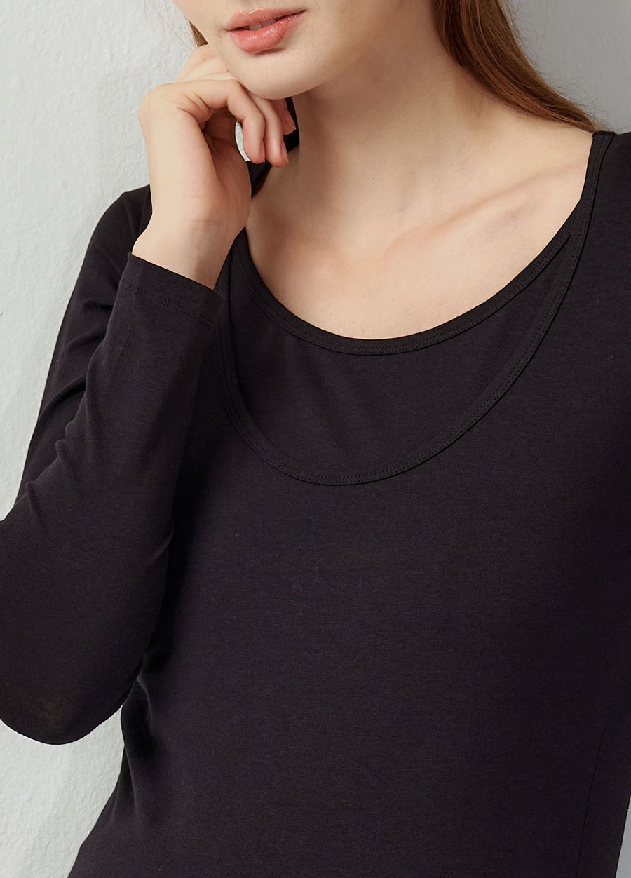 圓領保暖孕哺蓄熱衣