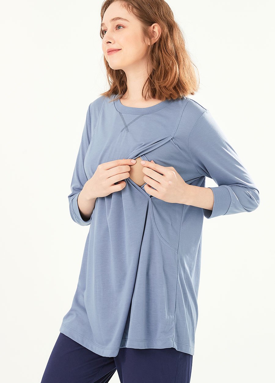 素色撞色孕哺居家服組