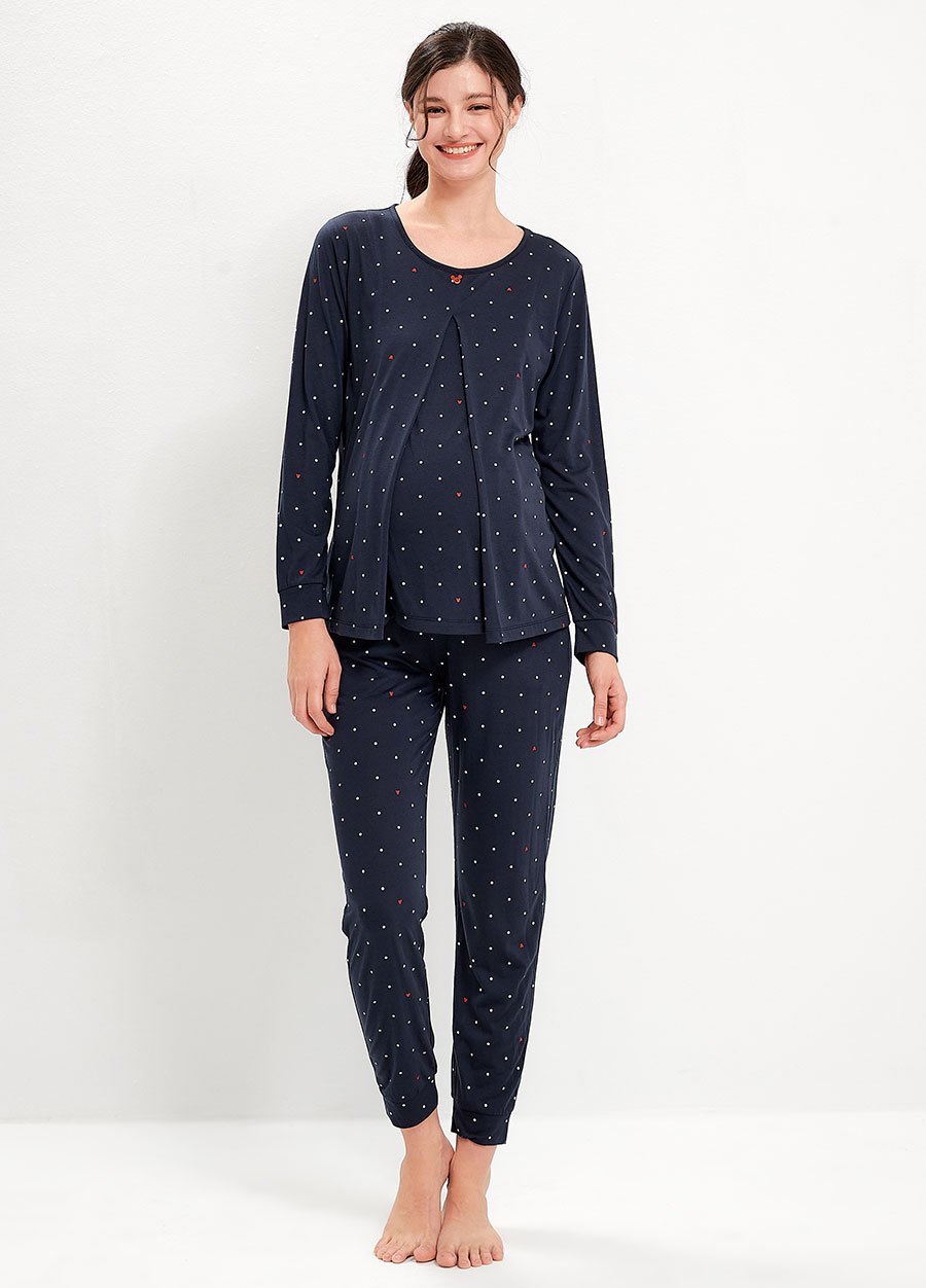 點點米奇莫代爾孕哺居家套裝(長袖+長褲)