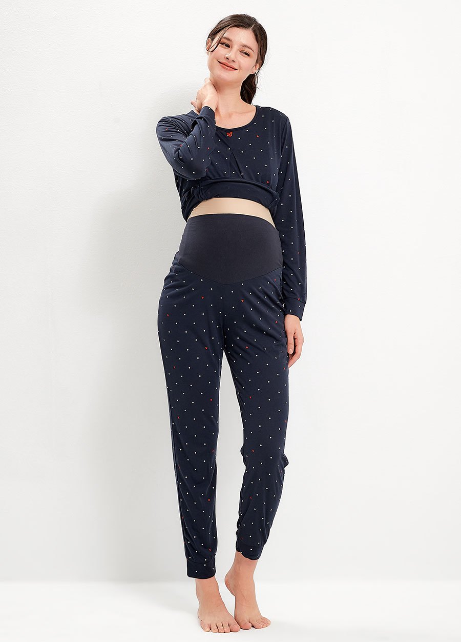 點點米奇莫代爾孕哺居家套裝(長袖+長褲)