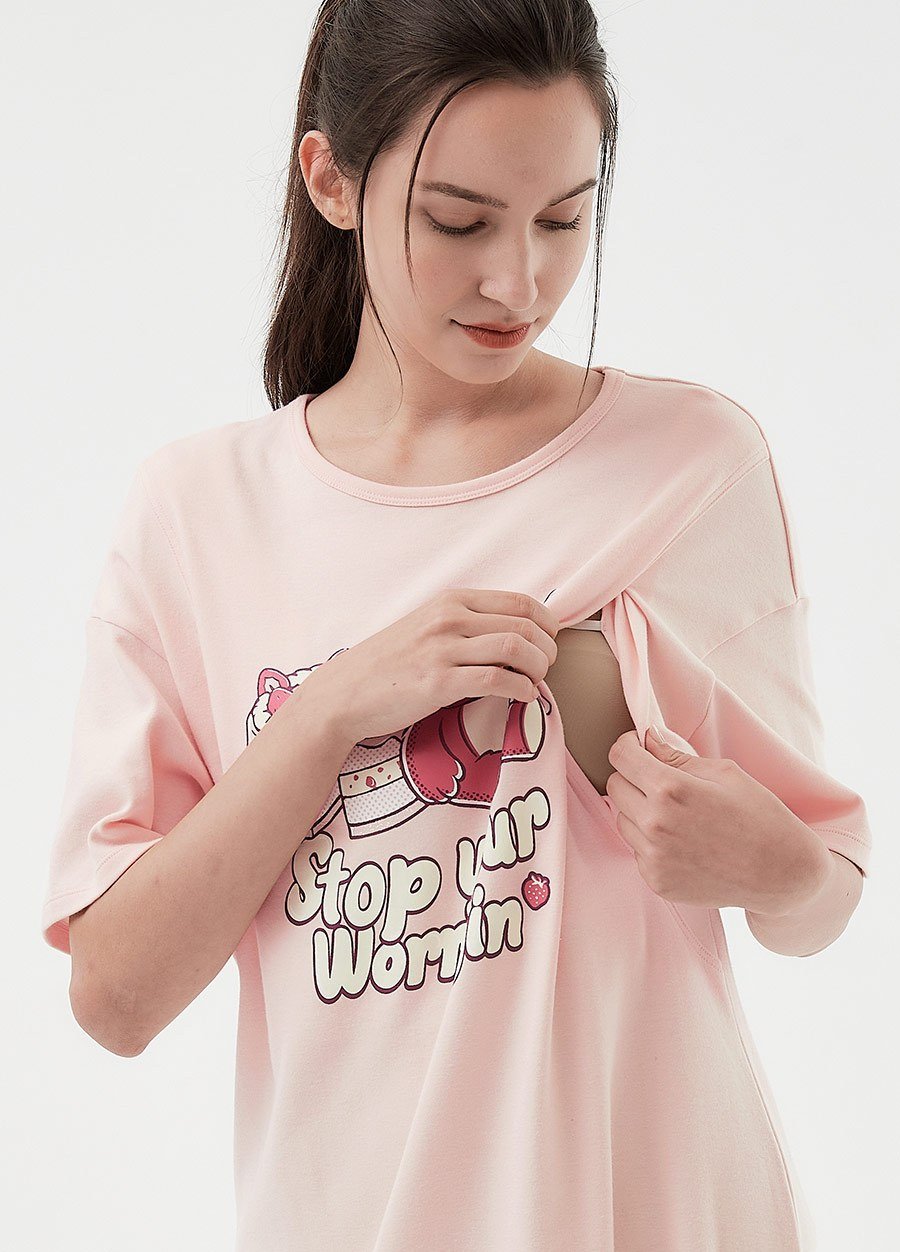 迪士尼甜點熊抱哥孕哺居家洋裝